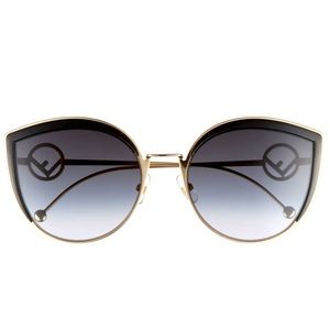 New FENDI Black Metal Butterfly Sunglasses
